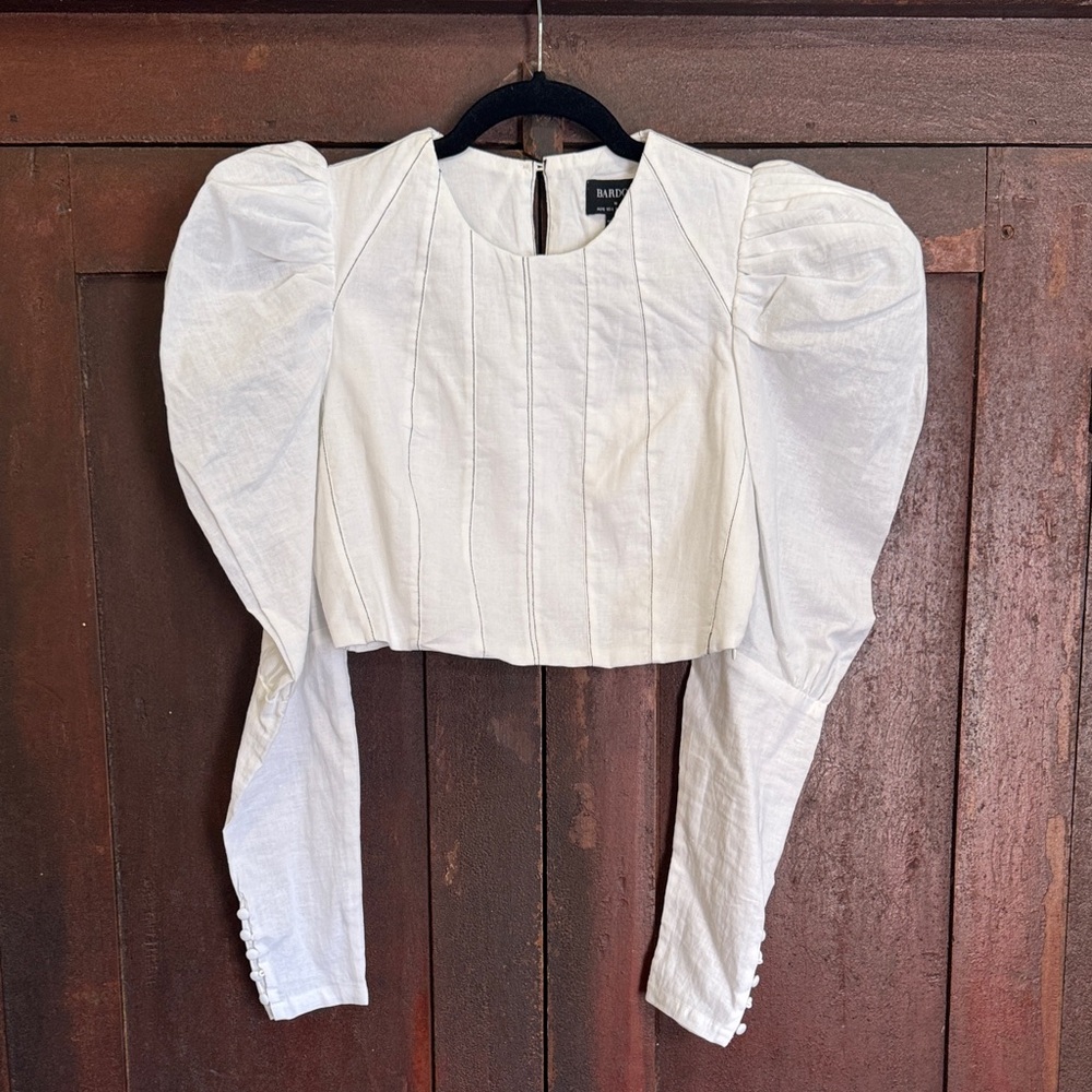NWT Bardot Zeta Puff Sleeve Top - White, Size M (US 6)